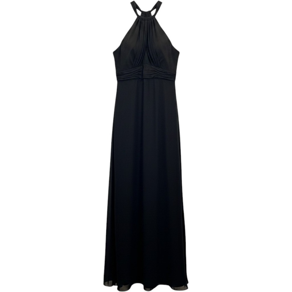Jenny Packham Womens Gown 14 Black Halter Neck Chiffon Bridesmaid Formal Dress